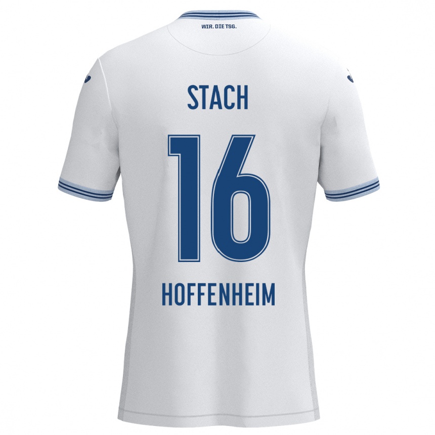 Men Football Anton Stach #16 White Blue Away Jersey 2024/25 T-Shirt Za