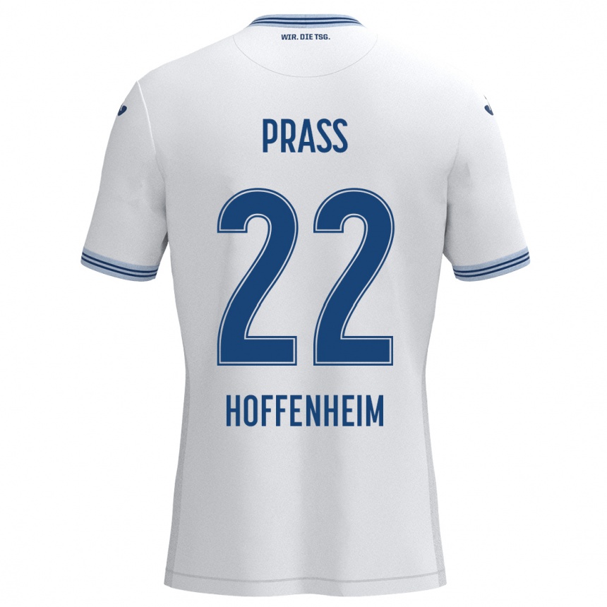 Men Football Alexander Prass #22 White Blue Away Jersey 2024/25 T-Shirt Za