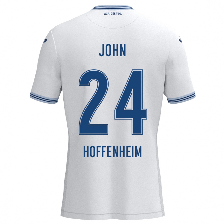 Men Football Marco John #24 White Blue Away Jersey 2024/25 T-Shirt Za