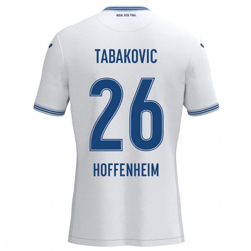 Men Football Haris Tabakovic #26 White Blue Away Jersey 2024/25 T-Shirt Za