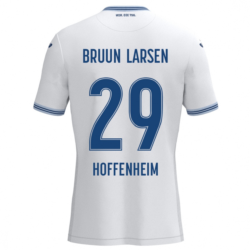 Men Football Jacob Bruun Larsen #29 White Blue Away Jersey 2024/25 T-Shirt Za