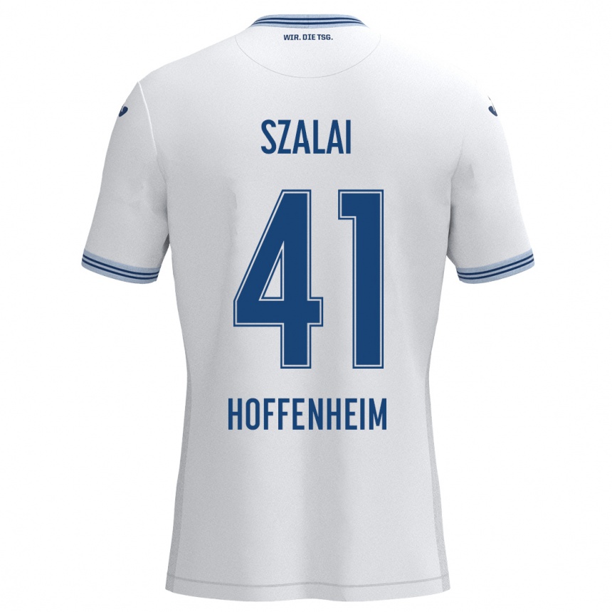 Men Football Attila Szalai #41 White Blue Away Jersey 2024/25 T-Shirt Za