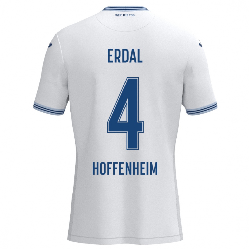 Men Football İzzet Erdal #4 White Blue Away Jersey 2024/25 T-Shirt Za