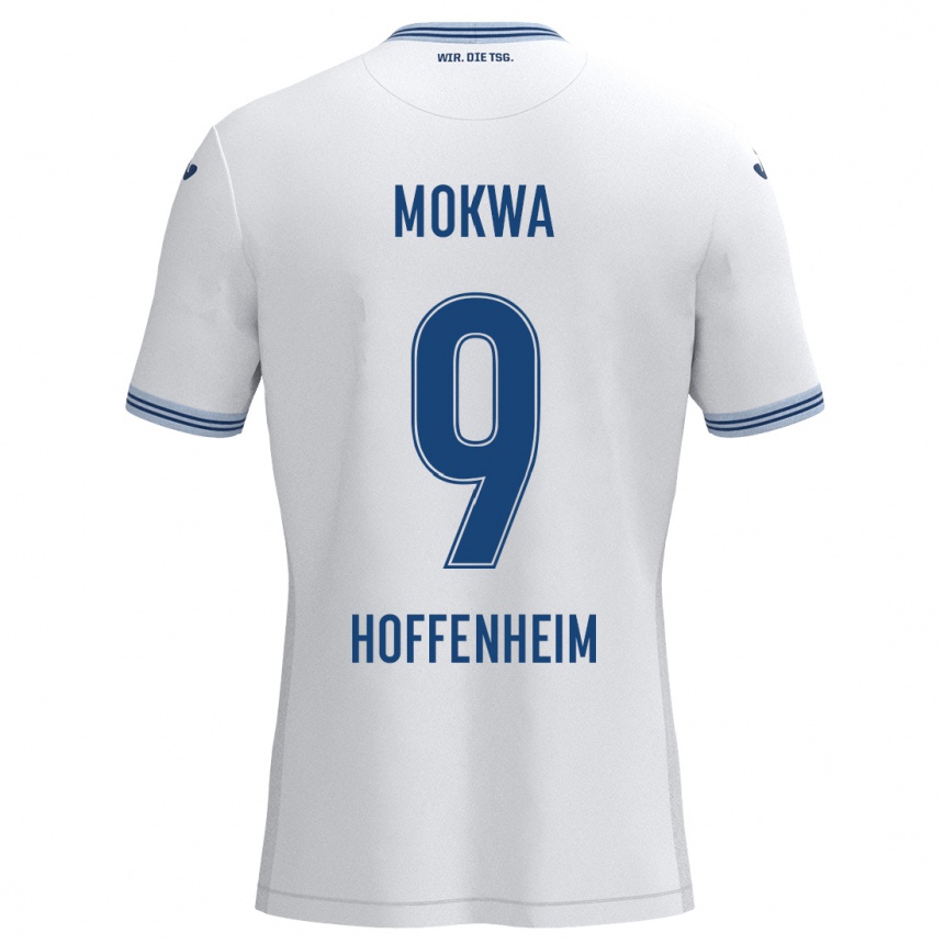 Men Football David Mokwa #9 White Blue Away Jersey 2024/25 T-Shirt Za