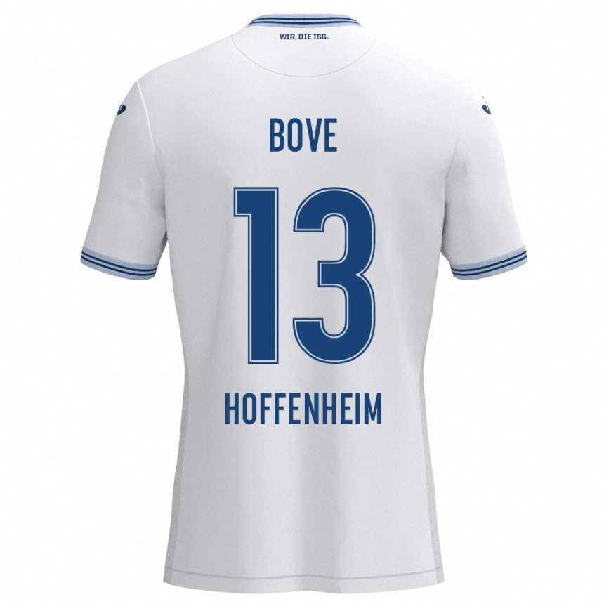 Men Football Nevio Bove #13 White Blue Away Jersey 2024/25 T-Shirt Za