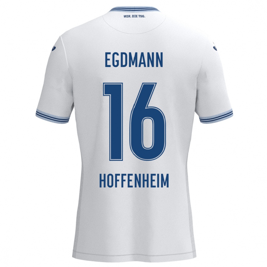 Men Football Mika Egdmann #16 White Blue Away Jersey 2024/25 T-Shirt Za