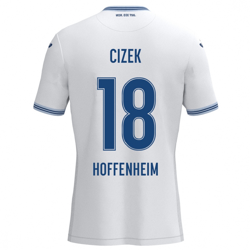 Men Football Krystof Cizek #18 White Blue Away Jersey 2024/25 T-Shirt Za