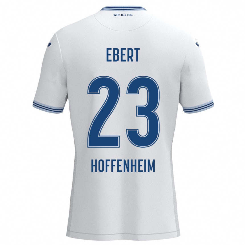 Men Football Darijo Ebert #23 White Blue Away Jersey 2024/25 T-Shirt Za