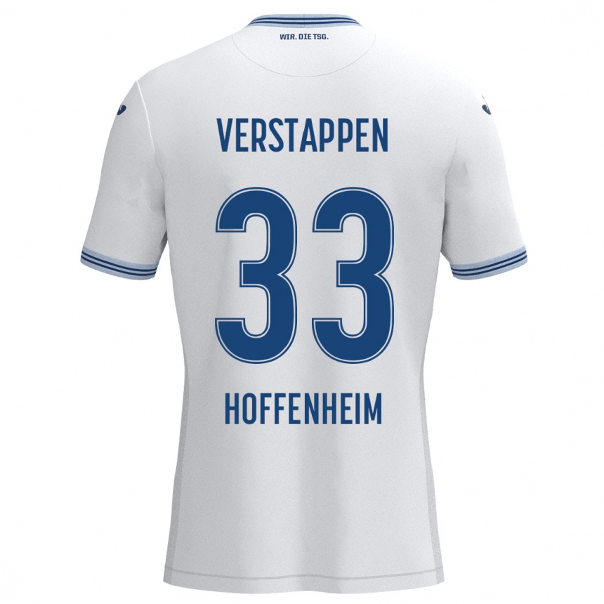 Men Football Eric Verstappen #33 White Blue Away Jersey 2024/25 T-Shirt Za