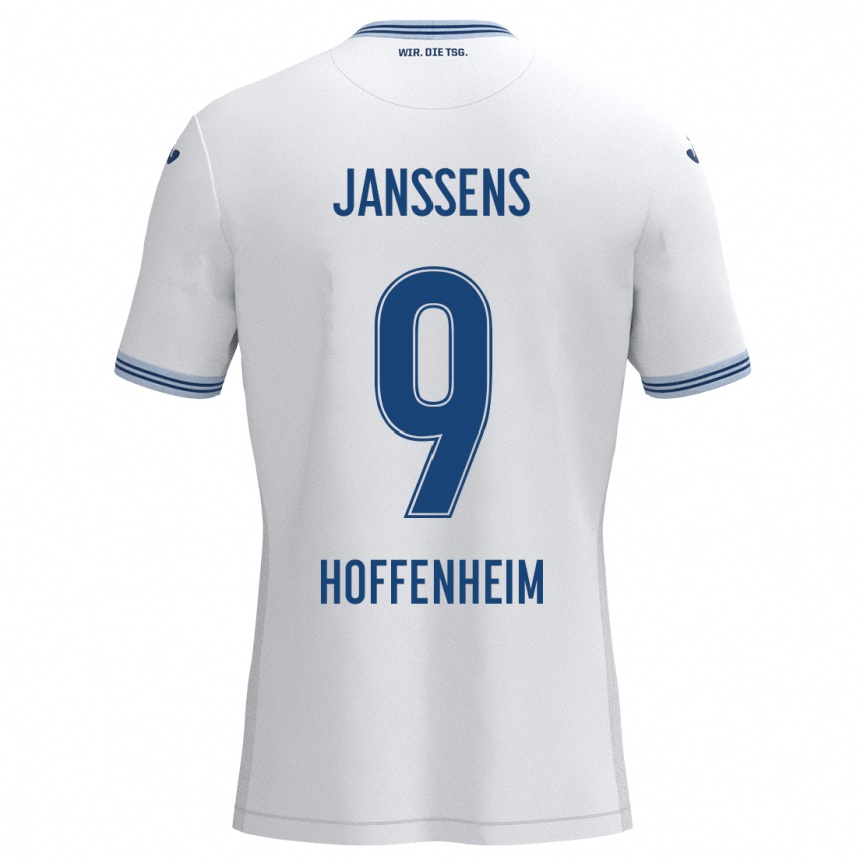 Men Football Jill Janssens #9 White Blue Away Jersey 2024/25 T-Shirt Za