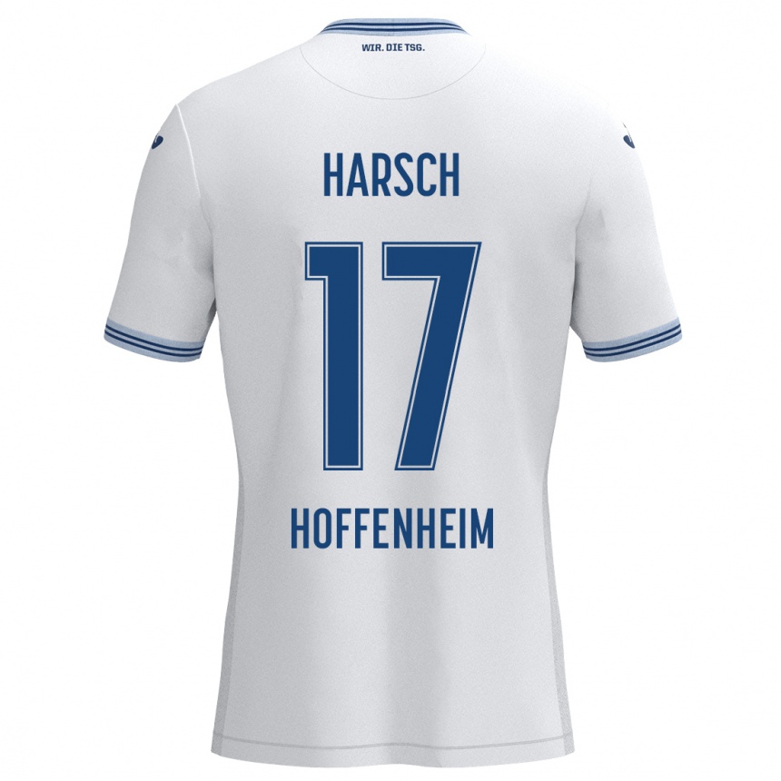 Men Football Franziska Harsch #17 White Blue Away Jersey 2024/25 T-Shirt Za