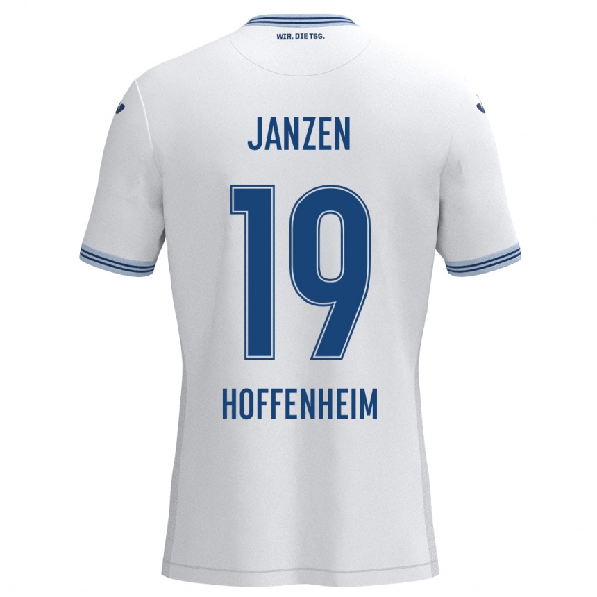 Men Football Mathilde Janzen #19 White Blue Away Jersey 2024/25 T-Shirt Za