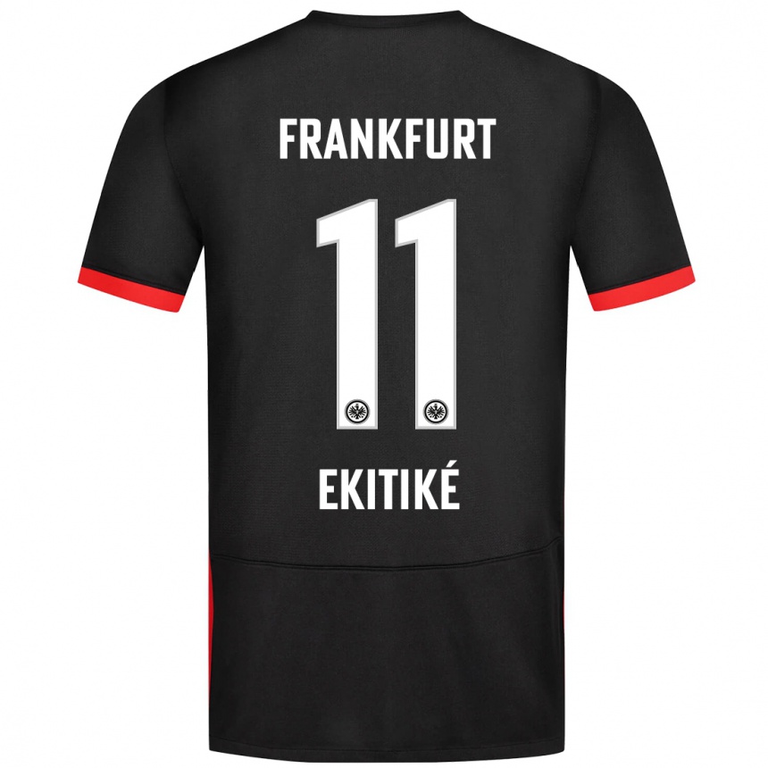 Men Football Hugo Ekitike #11 Black Away Jersey 2024/25 T-Shirt Za