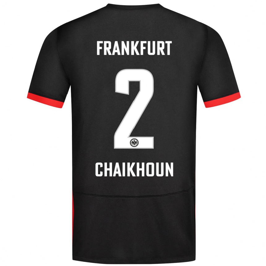 Men Football Ayoub Chaikhoun #2 Black Away Jersey 2024/25 T-Shirt Za