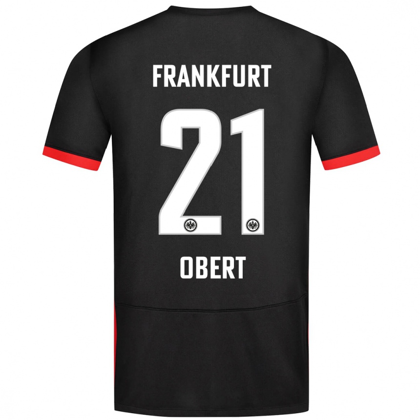 Men Football Yuriy Obert #21 Black Away Jersey 2024/25 T-Shirt Za