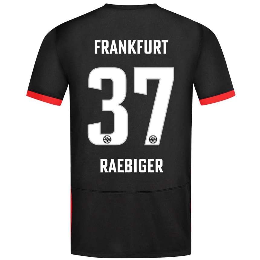 Men Football Sidney Raebiger #37 Black Away Jersey 2024/25 T-Shirt Za