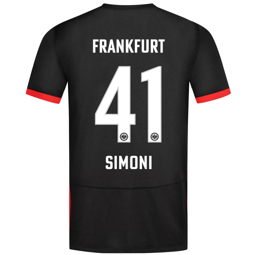 Men Football Simon Simoni #41 Black Away Jersey 2024/25 T-Shirt Za