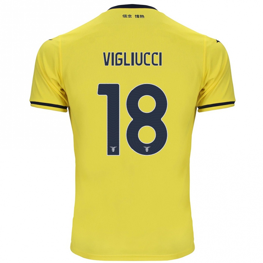 Men Football Chiara Vigliucci #18 Yellow Away Jersey 2024/25 T-Shirt Za