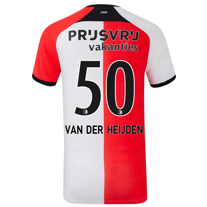 Women Football Délano Van Der Heijden #50 Red White Home Jersey 2024/25 T-Shirt Za