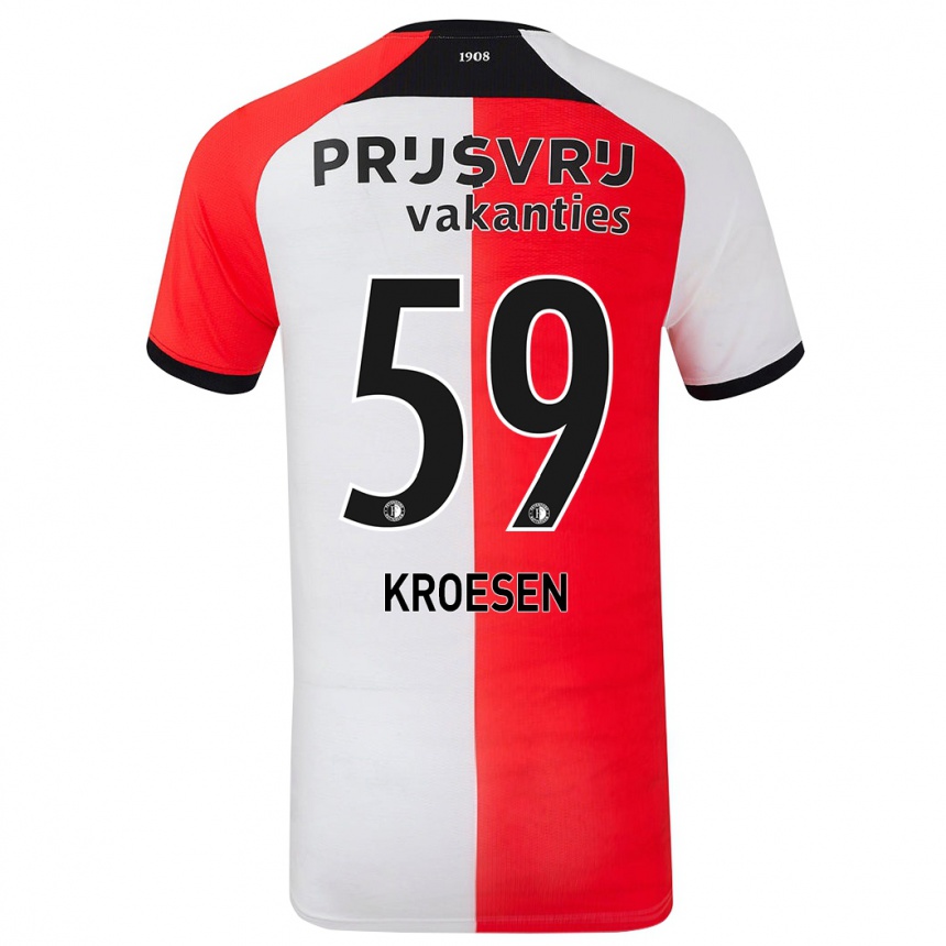 Women Football Jaimy Kroesen #59 Red White Home Jersey 2024/25 T-Shirt Za