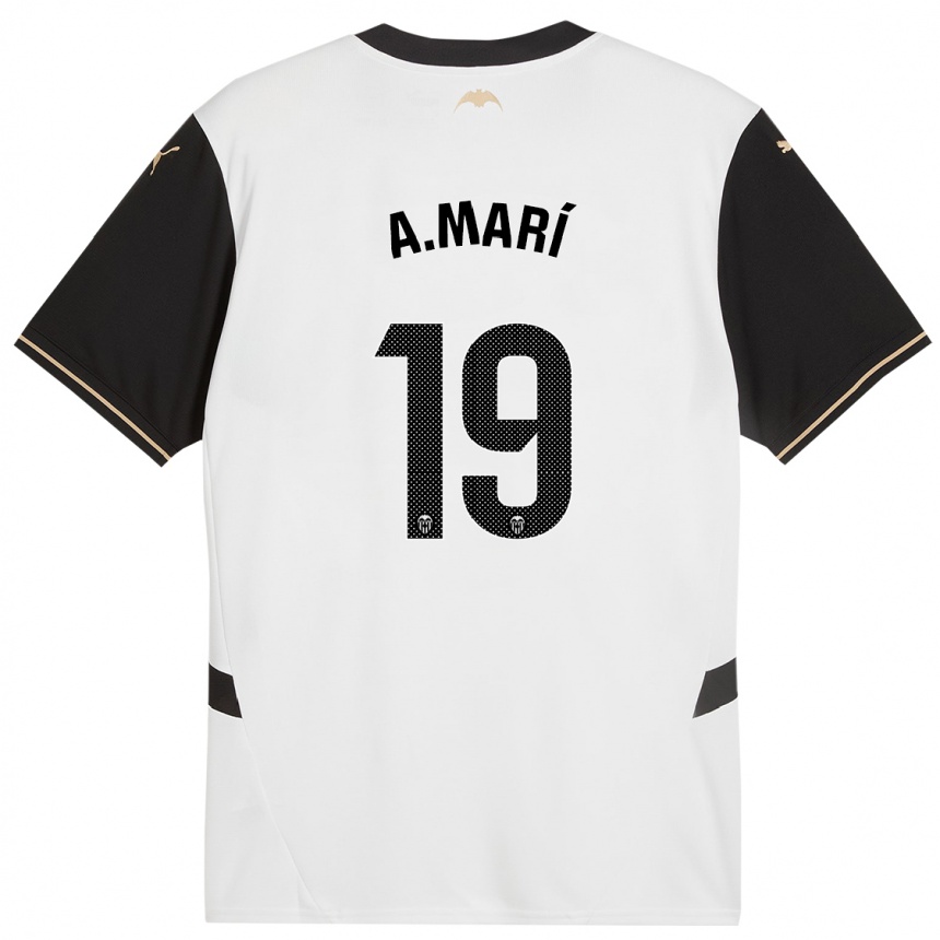 Women Football Alberto Marí #19 White Black Home Jersey 2024/25 T-Shirt Za