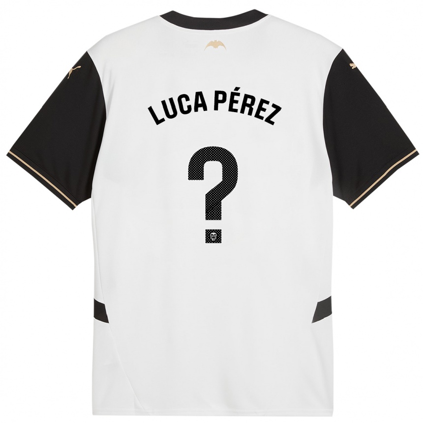 Women Football Simón Luca Pérez #0 White Black Home Jersey 2024/25 T-Shirt Za