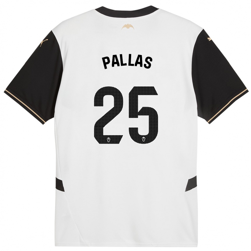 Women Football Nerea Pallas #25 White Black Home Jersey 2024/25 T-Shirt Za