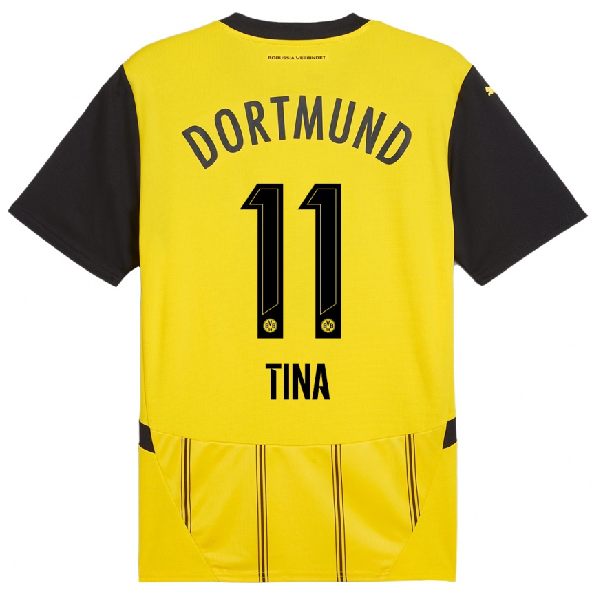 Women Football Abdulla Tina #11 Yellow Black Home Jersey 2024/25 T-Shirt Za