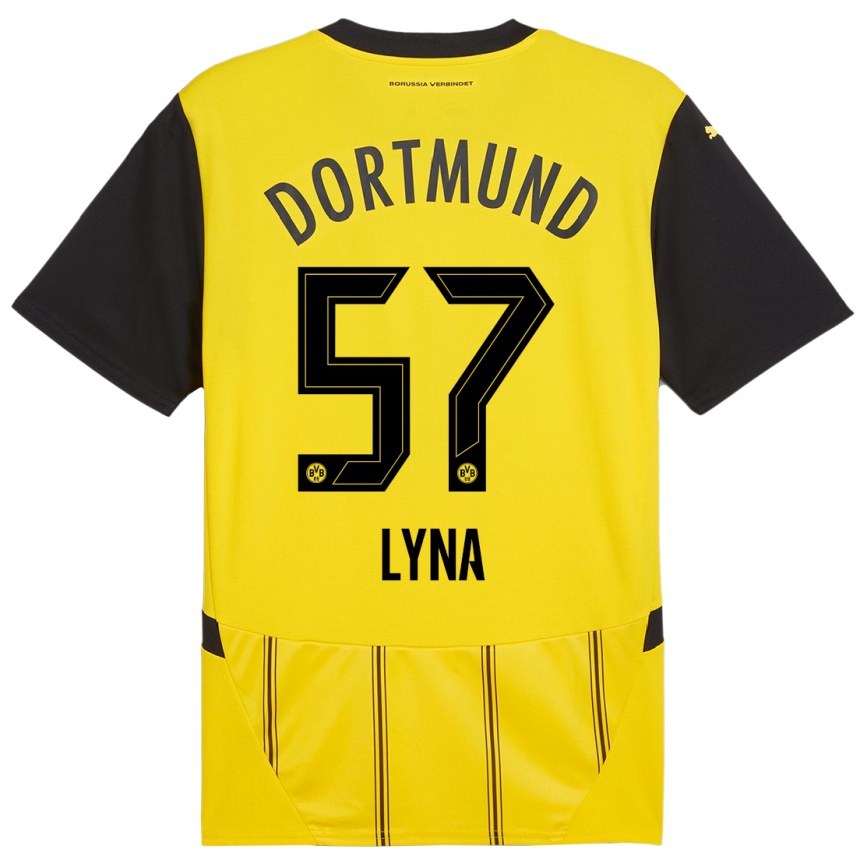 Women Football Schwarz Lyna #57 Yellow Black Home Jersey 2024/25 T-Shirt Za