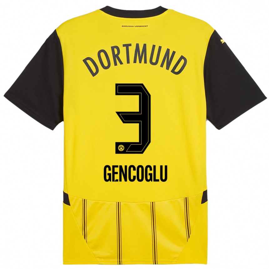 Women Football Tekin Gencoglu #3 Yellow Black Home Jersey 2024/25 T-Shirt Za