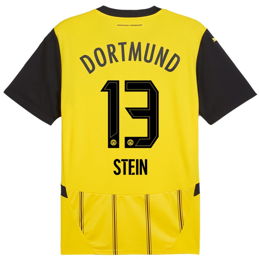 Women Football Daniel Stein #13 Yellow Black Home Jersey 2024/25 T-Shirt Za