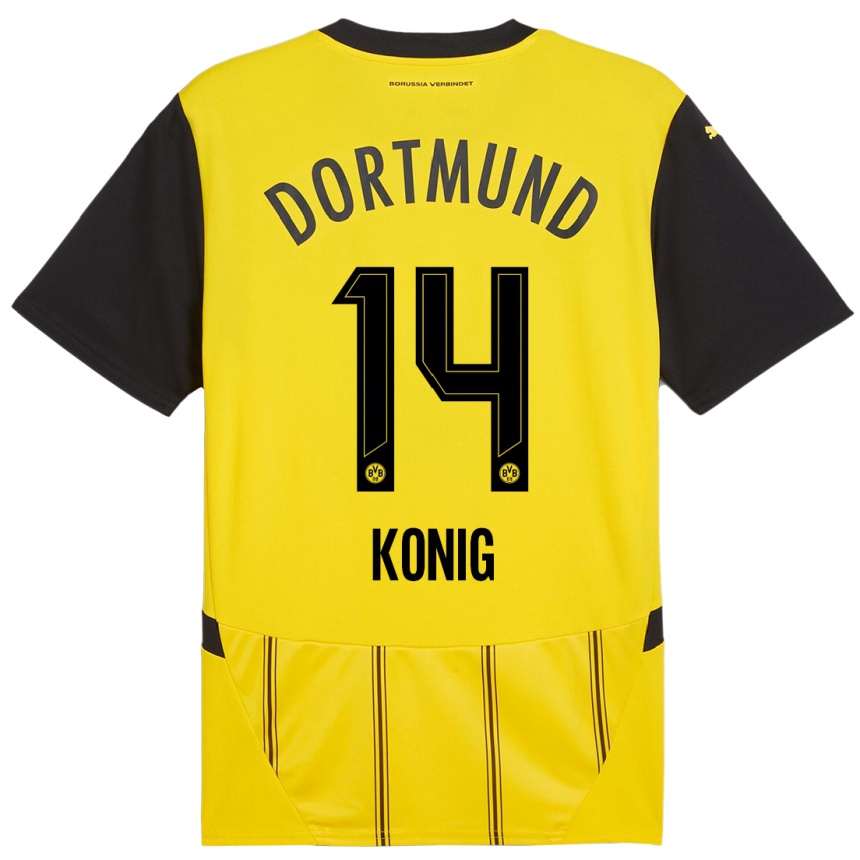 Women Football Raul Konig #14 Yellow Black Home Jersey 2024/25 T-Shirt Za