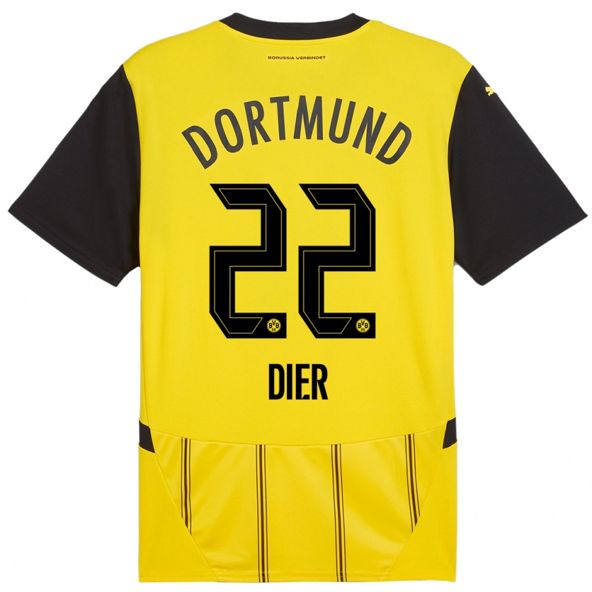 Women Football Henrik Dier #22 Yellow Black Home Jersey 2024/25 T-Shirt Za