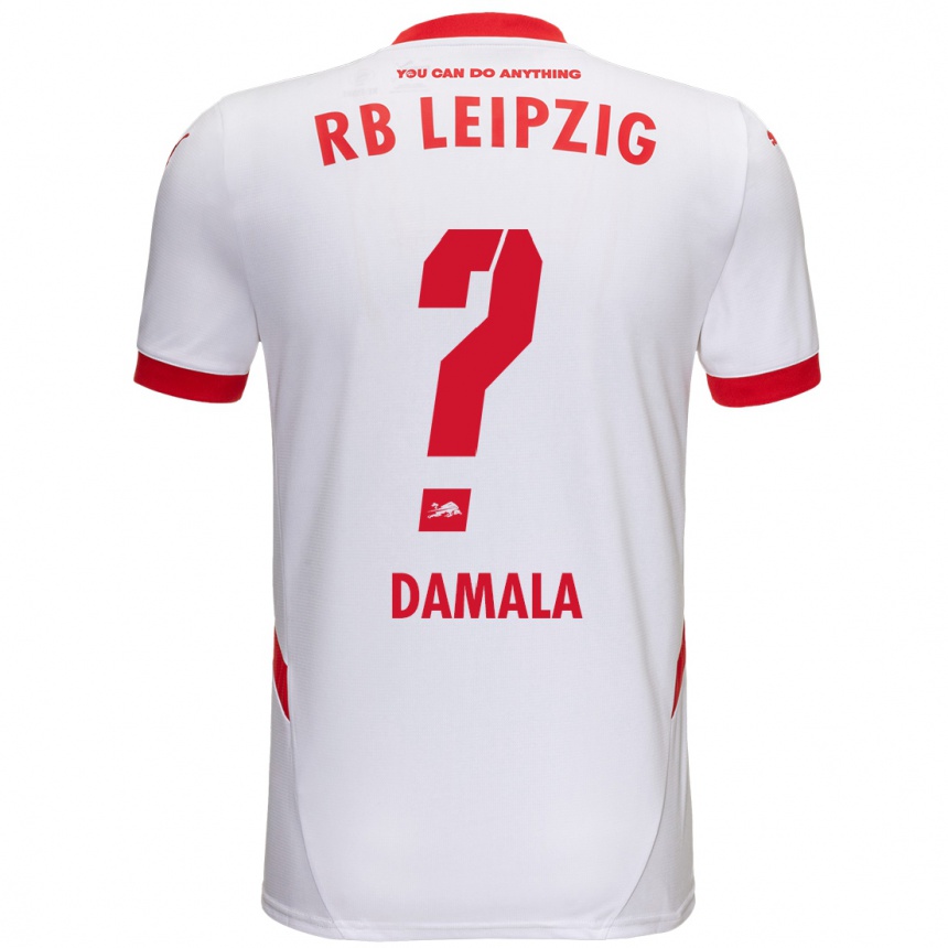 Women Football Bilal Damala #0 White Red Home Jersey 2024/25 T-Shirt Za