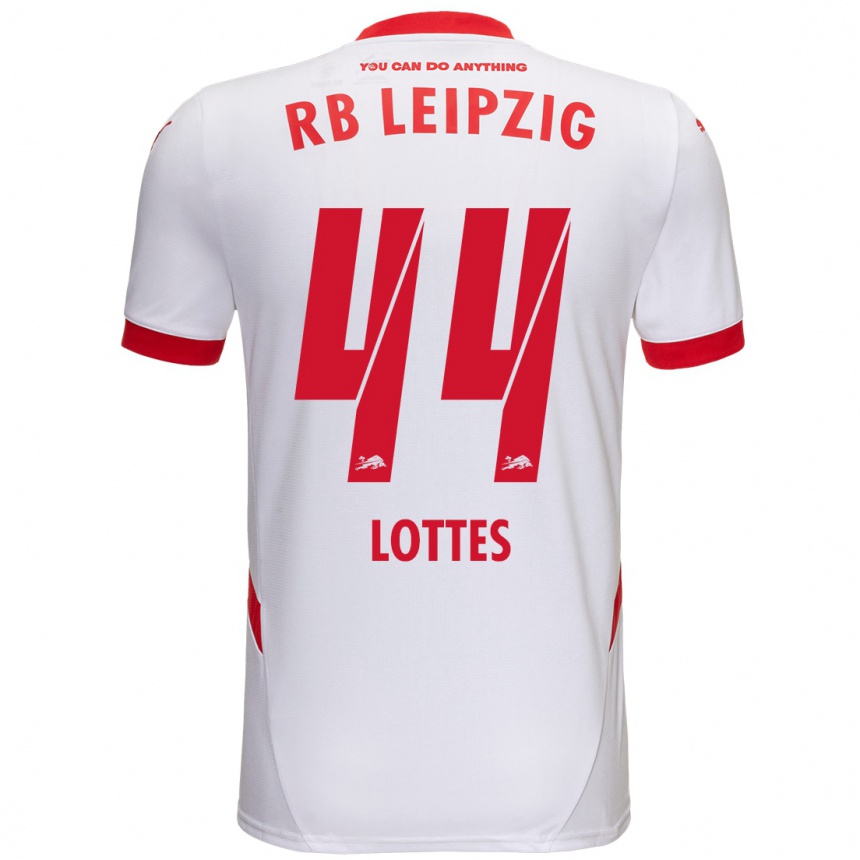 Women Football Benjamin Lottes #44 White Red Home Jersey 2024/25 T-Shirt Za