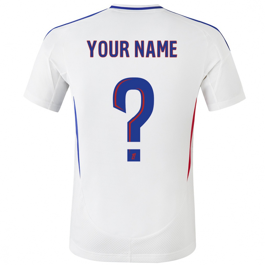 Women Football Your Name #0 White Blue Home Jersey 2024/25 T-Shirt Za