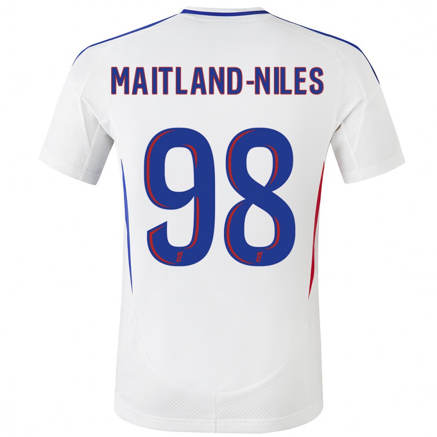 Women Football Ainsley Maitland-Niles #98 White Blue Home Jersey 2024/25 T-Shirt Za