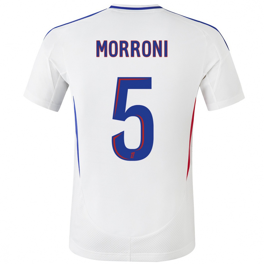 Women Football Perle Morroni #5 White Blue Home Jersey 2024/25 T-Shirt Za