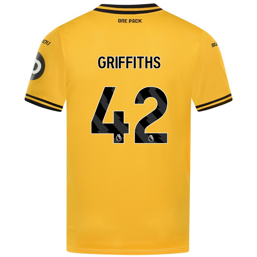 Women Football Harvey Griffiths #42 Yellow Home Jersey 2024/25 T-Shirt Za