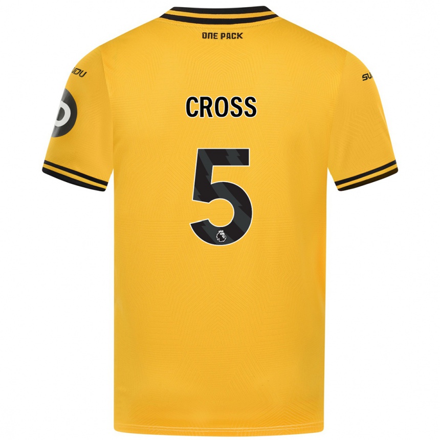 Women Football Emma Cross #5 Yellow Home Jersey 2024/25 T-Shirt Za