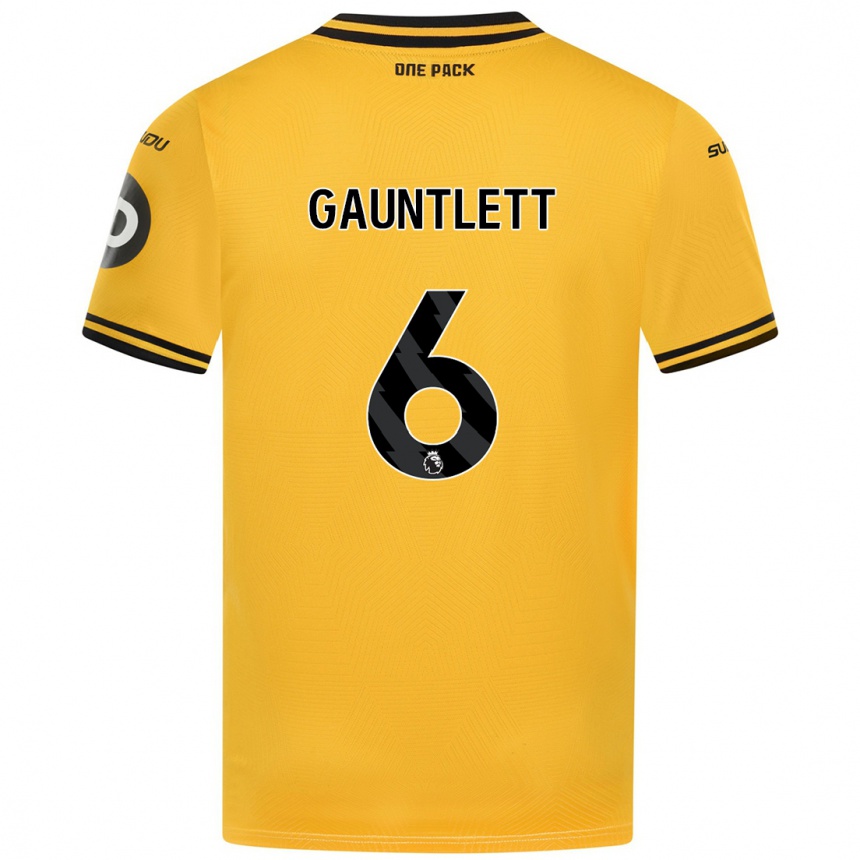 Women Football Maz Gauntlett #6 Yellow Home Jersey 2024/25 T-Shirt Za