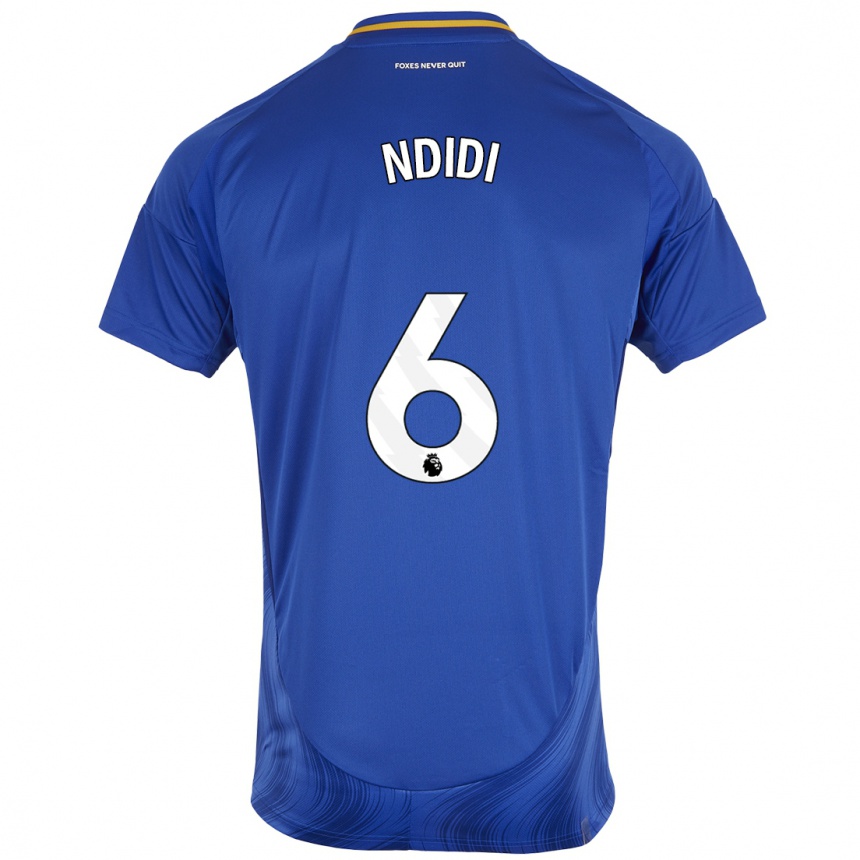 Women Football Wilfred Ndidi #6 Blue White Home Jersey 2024/25 T-Shirt Za