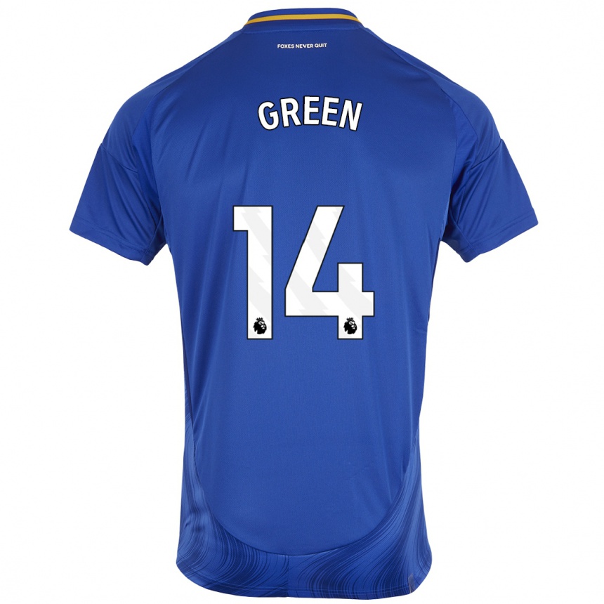 Women Football Josie Green #14 Blue White Home Jersey 2024/25 T-Shirt Za