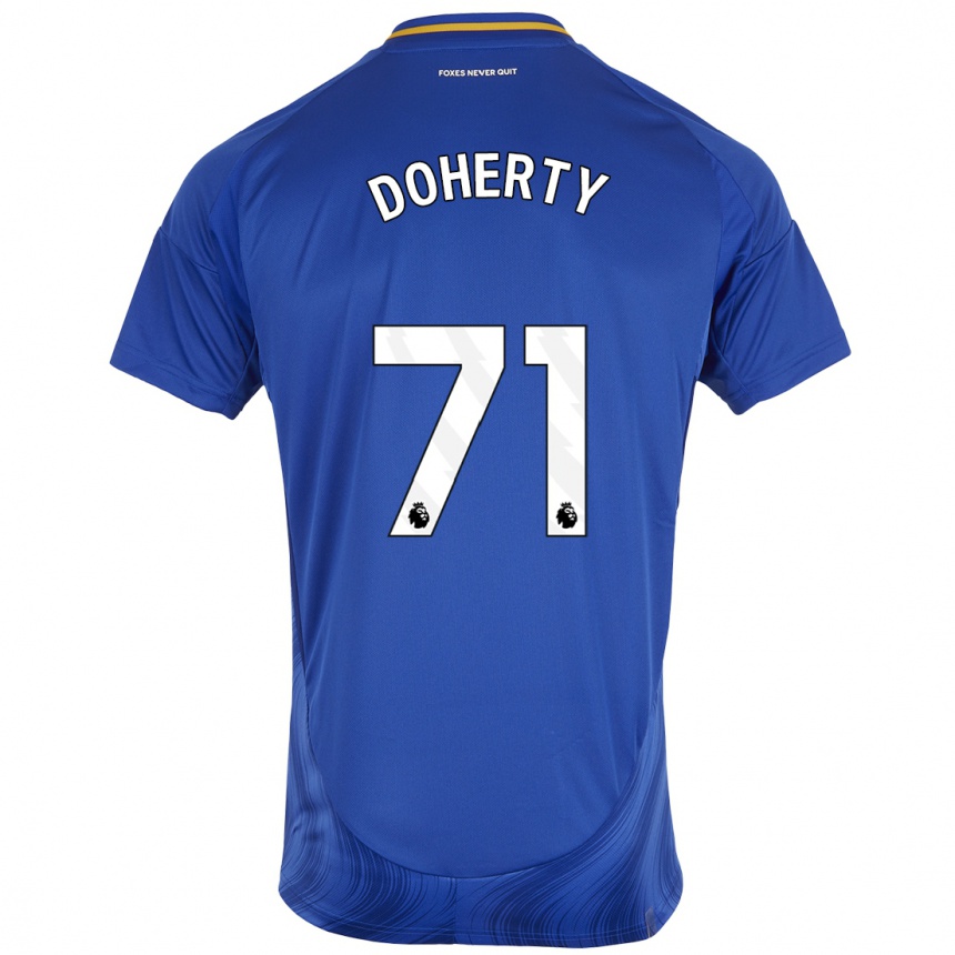 Women Football Arlo Doherty #71 Blue White Home Jersey 2024/25 T-Shirt Za