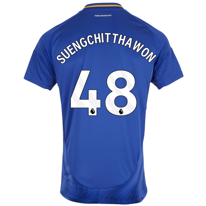 Women Football Thanawat Suengchitthawon #48 Blue White Home Jersey 2024/25 T-Shirt Za