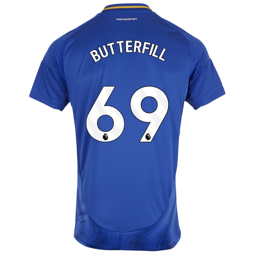 Women Football Jack Butterfill #69 Blue White Home Jersey 2024/25 T-Shirt Za