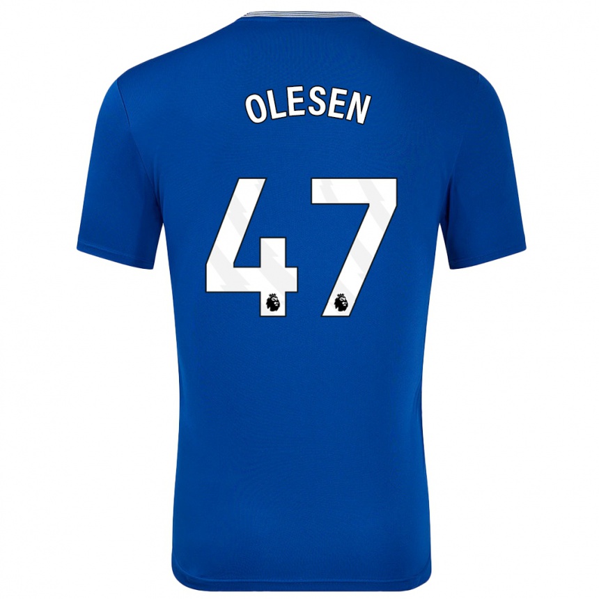 Women Football Karoline Olesen #47 Blue With Home Jersey 2024/25 T-Shirt Za