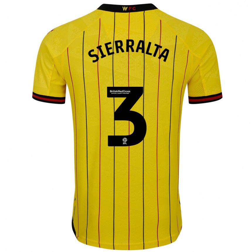 Women Football Francisco Sierralta #3 Yellow Black Home Jersey 2024/25 T-Shirt Za