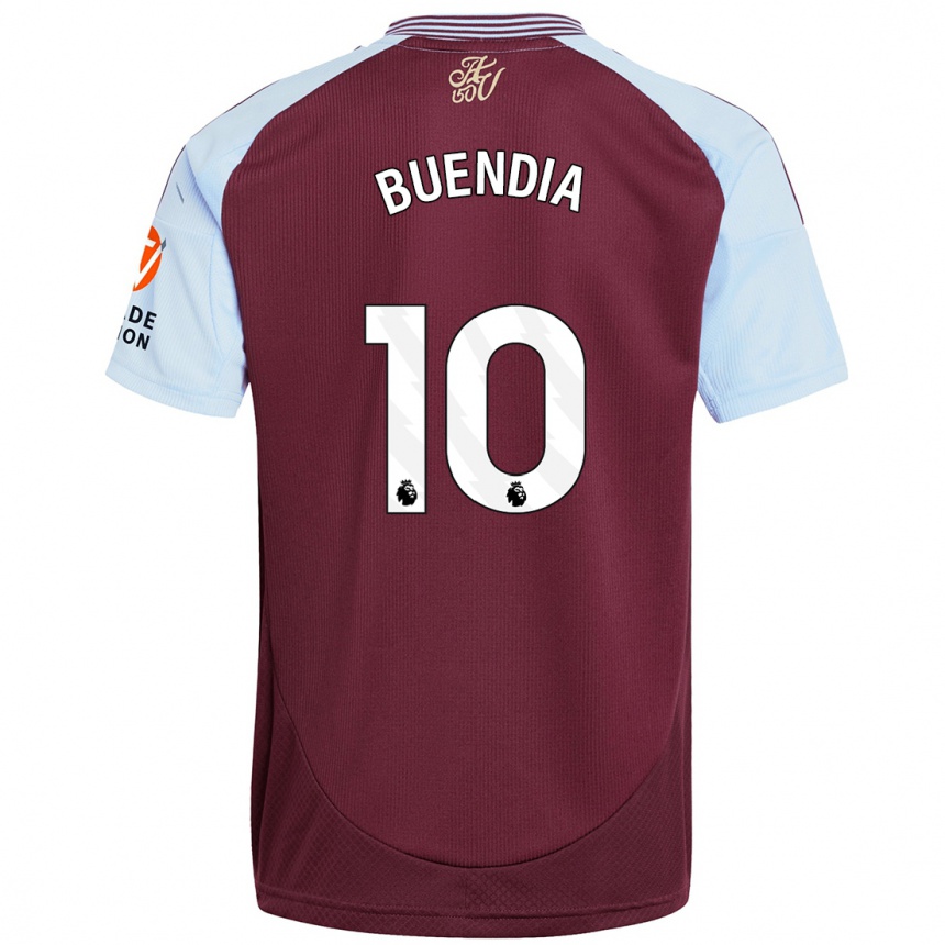 Women Football Emiliano Buendia #10 Burgundy Sky Blue Home Jersey 2024/25 T-Shirt Za