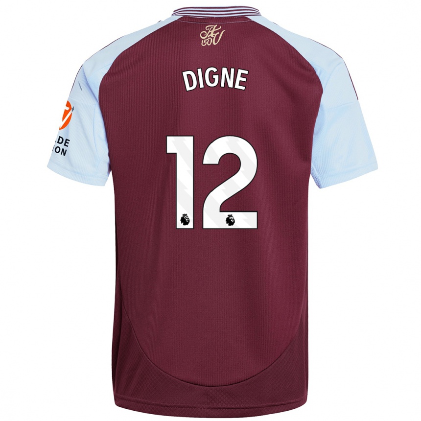 Women Football Lucas Digne #12 Burgundy Sky Blue Home Jersey 2024/25 T-Shirt Za